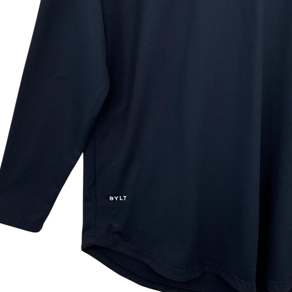 BYLT Hooded Drop Cut Long Sleeve Shirt Mens Large Navy Blue Performance - Picture 3 of 14